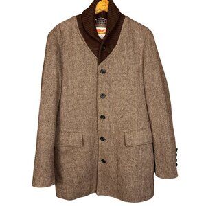 Men’s Brown Herringbone Shawl Collar Blazer Jacket by EDGE WD.NY Size M